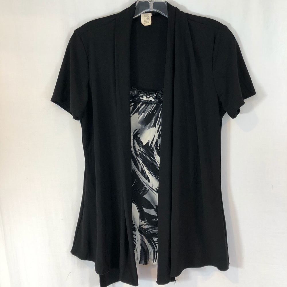 Perseption Concepts black blouse Sz M sewn in Tank